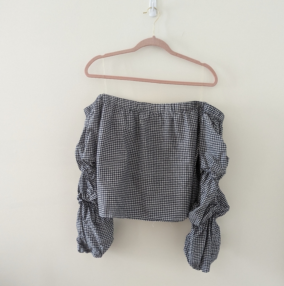Charlotte Russe Plaid Off the Shoulder Blouse Sz XL